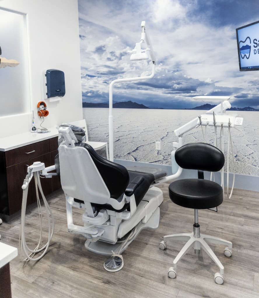 Dental operatory with Bonneville Salt Flats mural at Herriman